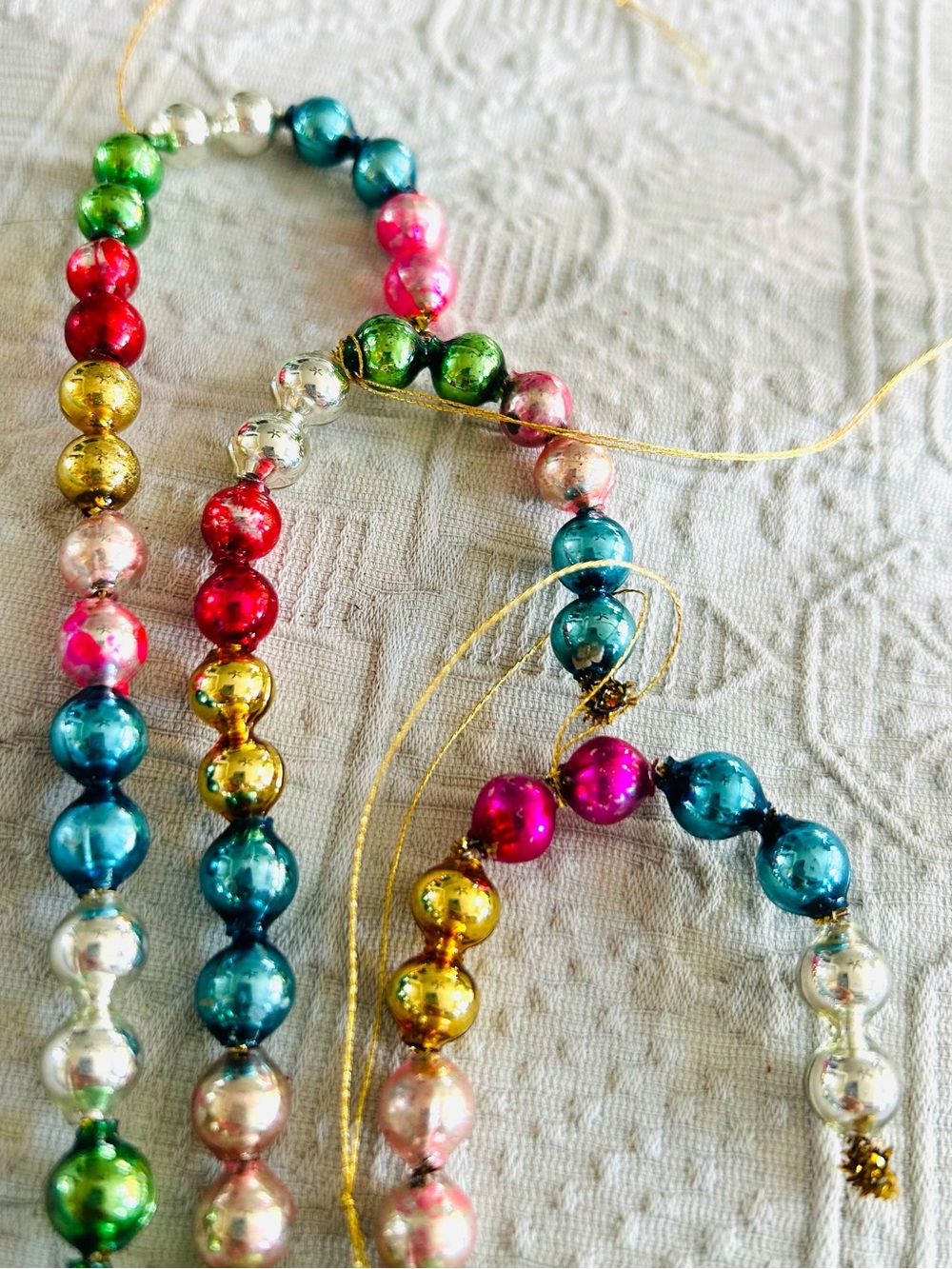 🎄 Vintage repurposed mercury glass bead candy cane holiday Christmas ornaments